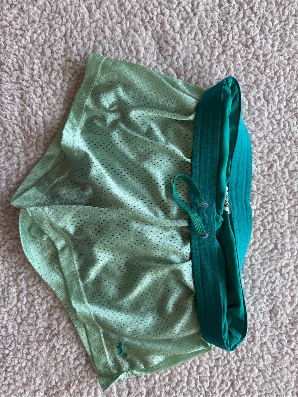 Vintage XS PINK Victoria's Secret Mint Green Athletic Mesh Shorts Teal Liner